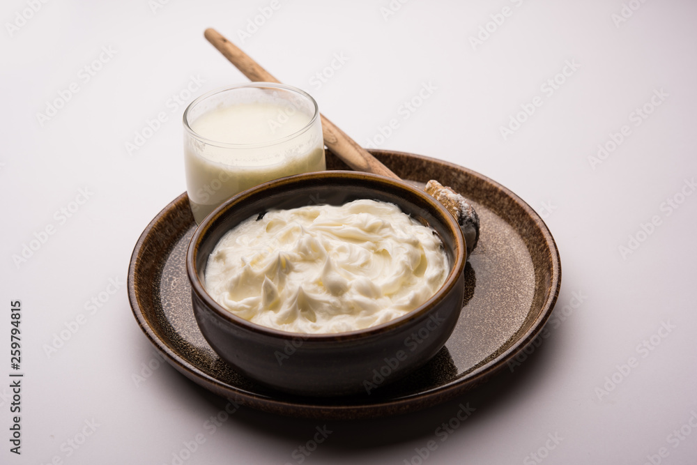 Homemade white Butter or Makhan/Makkhan in Hindi, served in a bowl. selective focus Homemade white Butter or Makhan/Makkhan in Hindi, served in a bowl. selective focus
