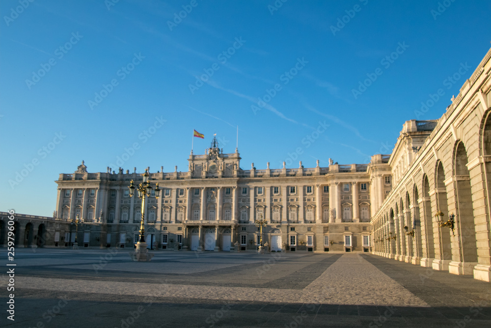 Facade of Royal Palace in Madrid, Spain
