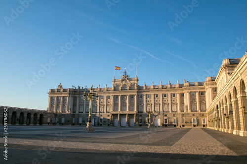 Facade of Royal Palace in Madrid, Spain