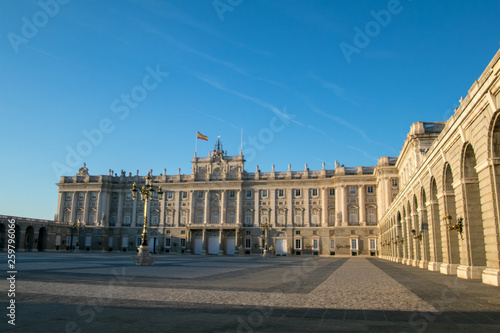 Facade of Royal Palace in Madrid  Spain