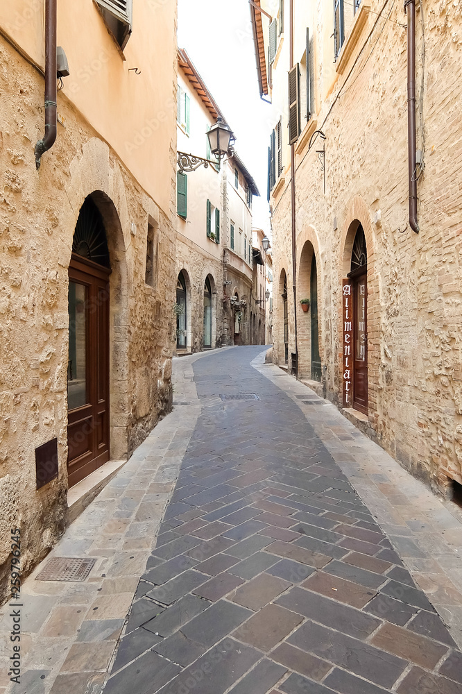 San Gemini, Italy. Beautiful old street in historic center of San Gemini.