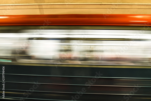 Moving subway cars as a background blur