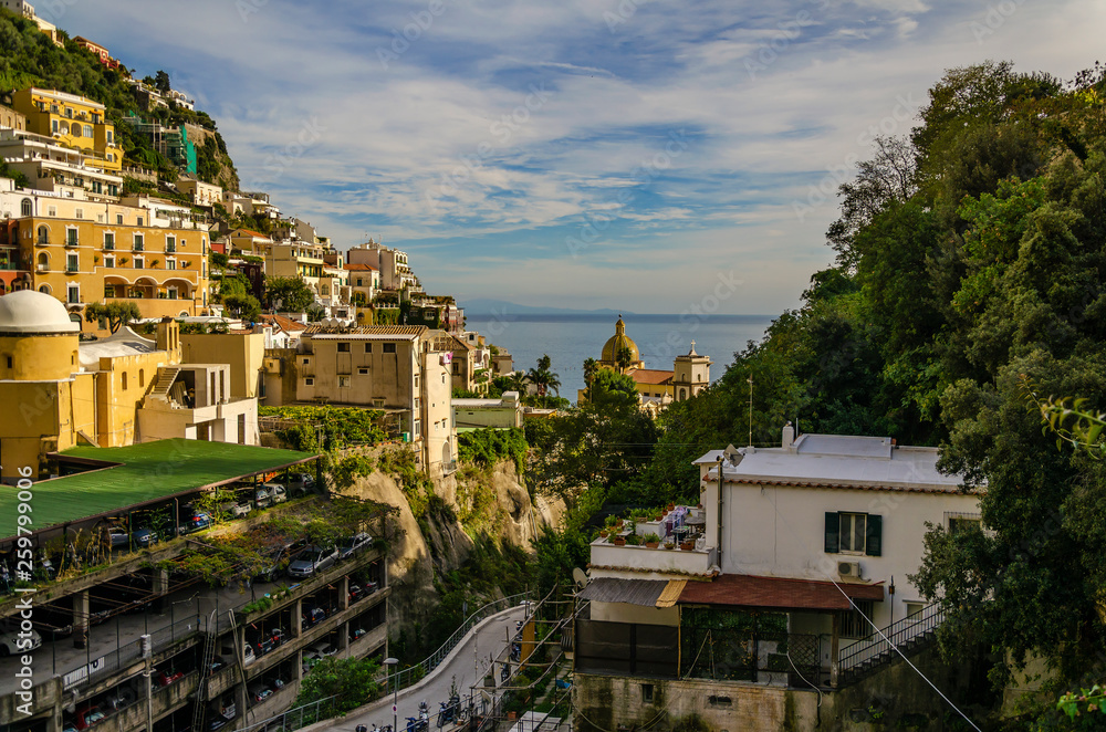 View of the mediterranean on the coast near Positano. Italy
