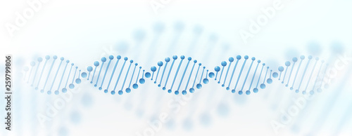 DNA chromosome banner concept. Science technology vector background for biomedical, health, chemistry design. 3D style