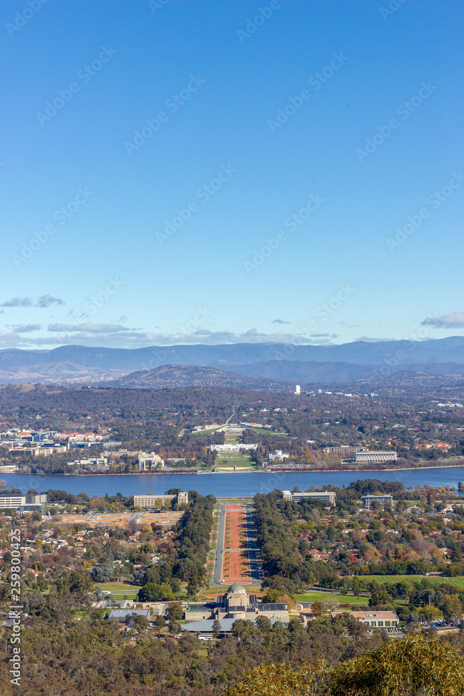 Skyline at Mount Ainslie Lookout in Canberra, Australia
