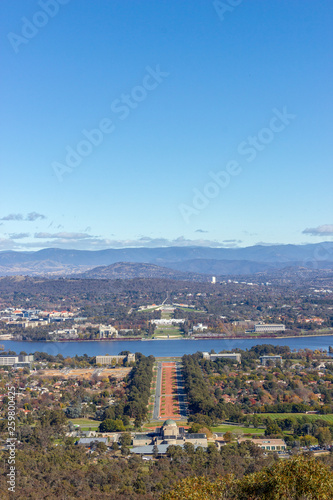 Skyline at Mount Ainslie Lookout in Canberra, Australia