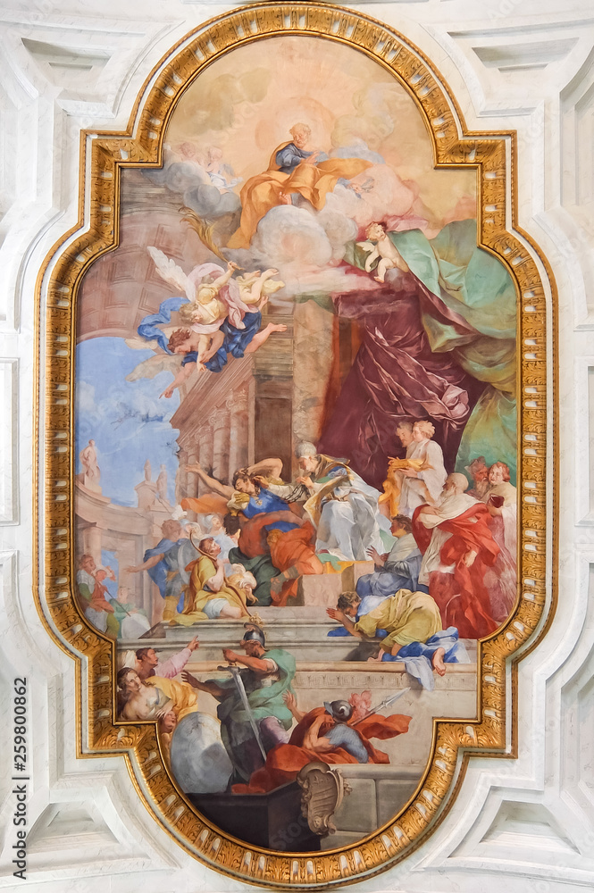 Rome, Italy. Ceiling of catholic church (Basilica di San Pietro in Vincoli)