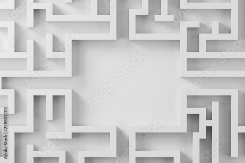 Top view of white complicated maze photo