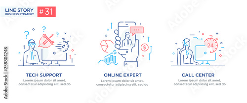 Set of illustrations concept with business concept. Workflow, growth, graphics. Business development, milestones, start-up. linear illustration Icons infographics. Landing page site print poster. Eps 