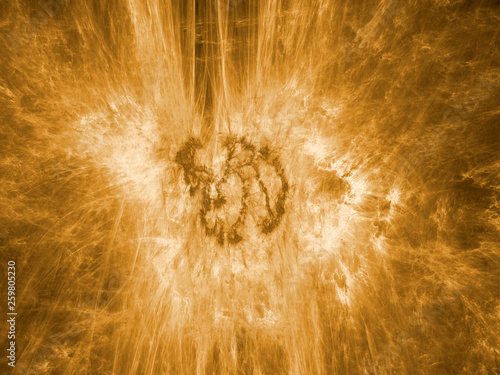 Scientific abstract 3d illustration. Thermonuclear energy. Blast of energy.