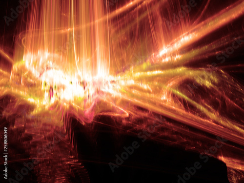 Scientific abstract 3d illustration. Thermonuclear energy. Blast of energy.