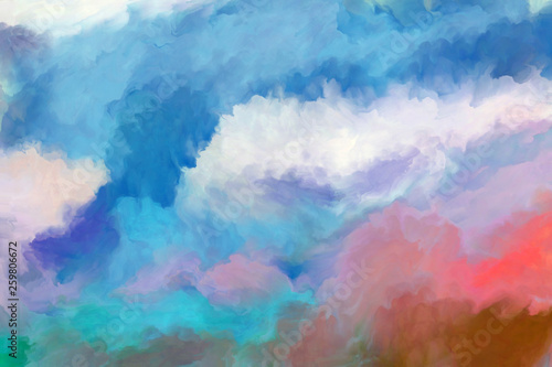 Artistic illustration. Cloudy sky. Sunset. Digital Painting.