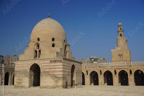 Cairo, Egypt: Ablution fountain and minaret of the Mosque of Ibn Tulun (879 AD), the oldest in Cairo surviving in its original form and the largest.