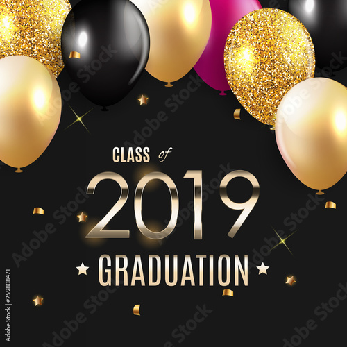 Congratulations on Graduation 2019 Class Background Vector Illustration