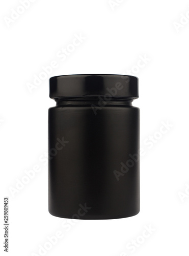 dark black jar with cap isolated on white