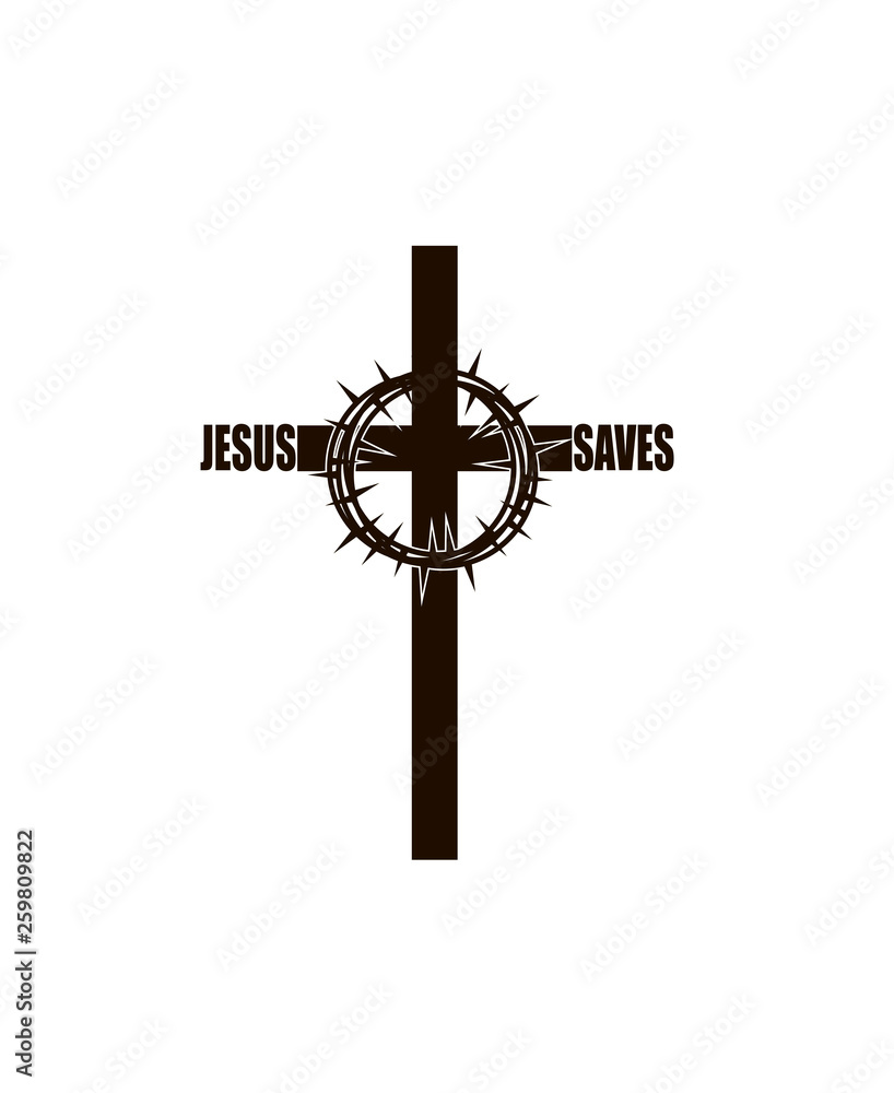 crown of thorns and cross icon isolated on white background crown of thorns and cross icon isolated on white background