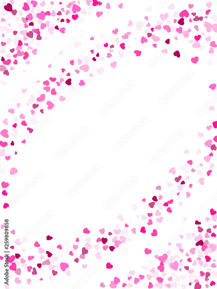 Fototapeta premium Hearts confetti flying vector background graphic design.