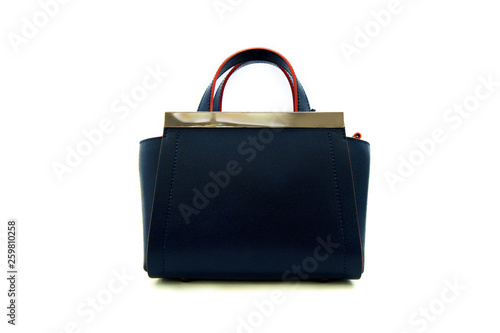 luxury dark blue leather holding female fashion hand bag