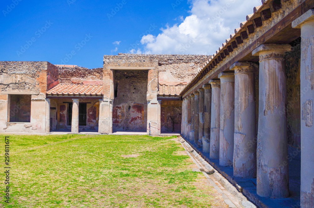 Pompeii, archeological site, Ancient ruins of died town, old house