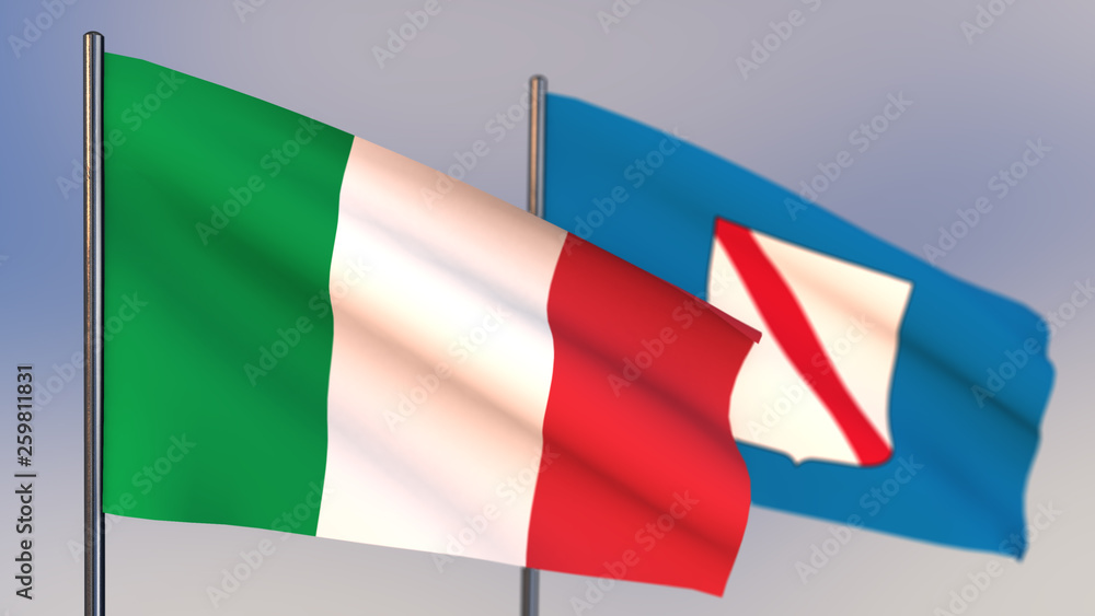 Fototapeta premium Campania 3D flag waving in wind.