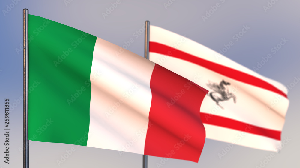 Obraz premium Tuscany 3D flag waving in wind.