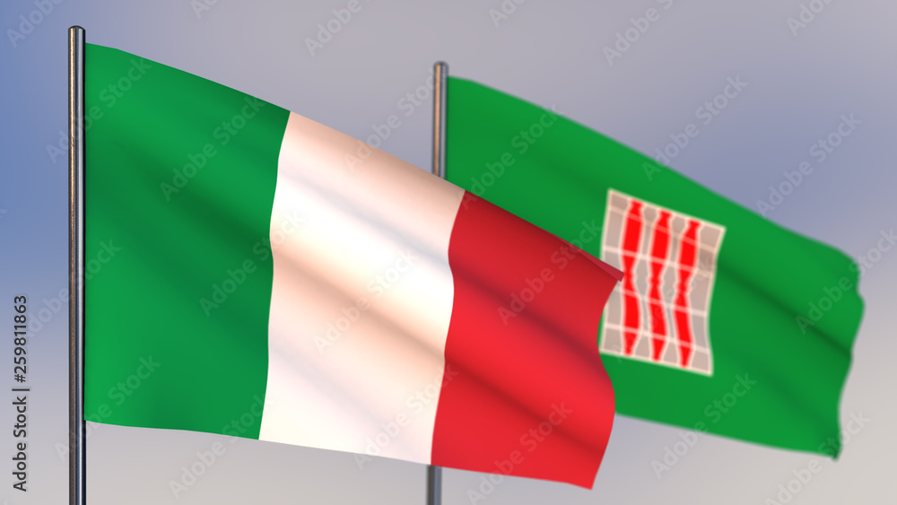 Fototapeta premium Umbria 3D flag waving in wind.