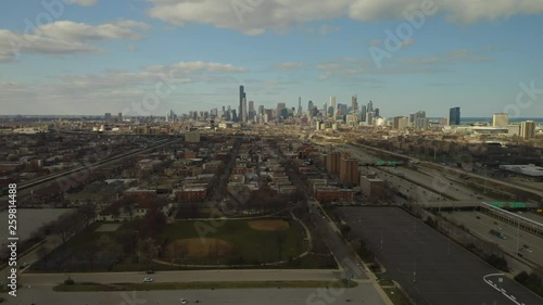 Downtown Chicago from White Sox Stadium [Aerial] [4K] photo