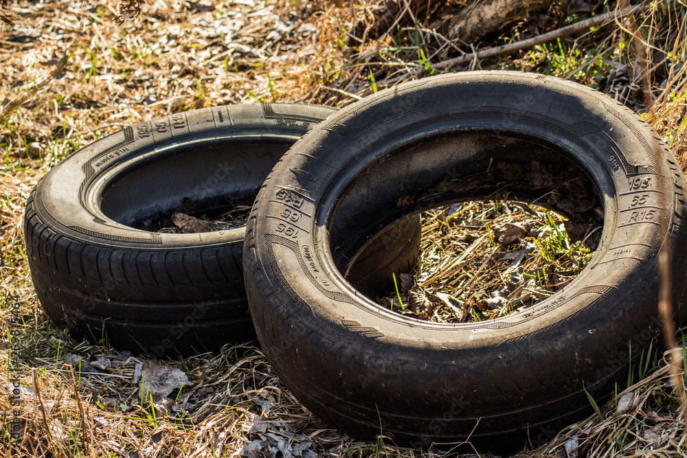 road of old tires for car karting road of old tires for car karting
