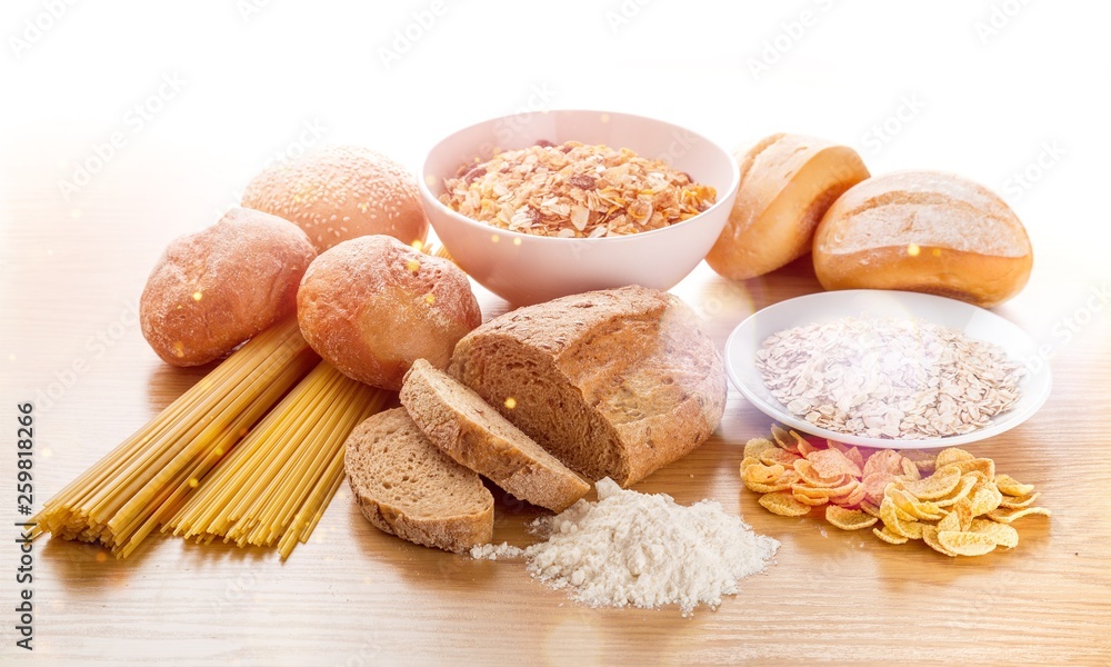 Cereal raw food products on wooden table Cereal raw food products on wooden table