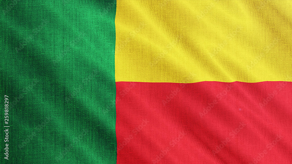 Angola flag is waving 3D animation. Symbol of Angolan national on fabric cloth 3D rendering in full perspective.