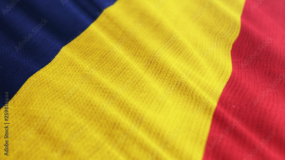 Chad flag is waving 3D illustration. Symbol of Chadian national on fabric cloth 3D rendering in full perspective. Chad flag is waving 3D illustration. Symbol of Chadian national on fabric cloth 3D rendering in full perspective.