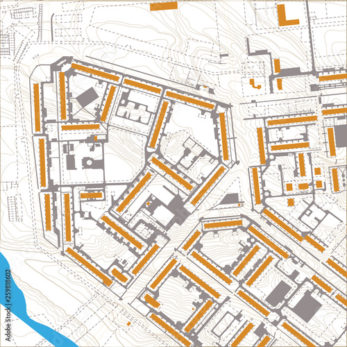 Obraz na płótnie Generic editable vector city map with no names