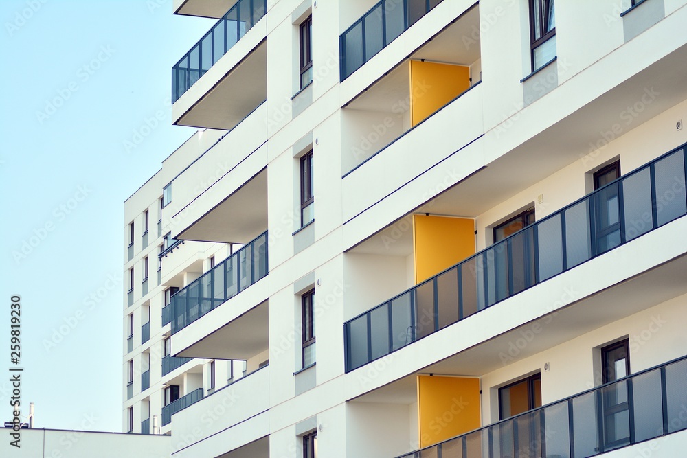 Modern european complex of apartment buildings. Fragment of a modern residential apartment building. Modern european complex of apartment buildings. Fragment of a modern residential apartment building.