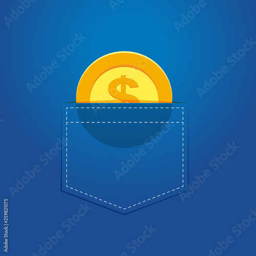 a gold coin inside pocket