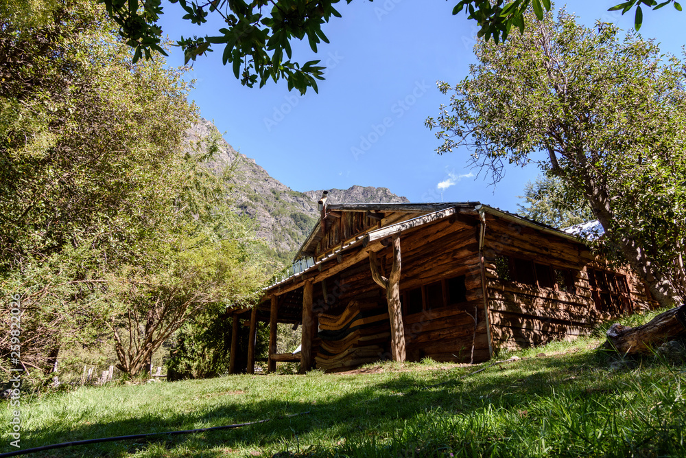 Scene view of a remote shelter in andes mountains, Patagonia, Argentina Scene view of a remote shelter in andes mountains, Patagonia, Argentina