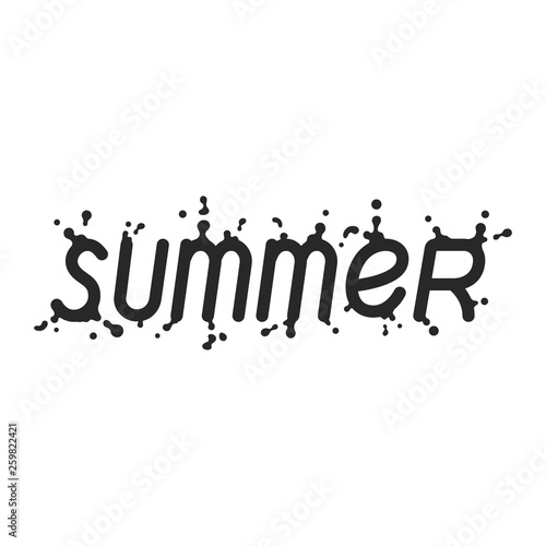 Summer text lettering in liquid with drop style