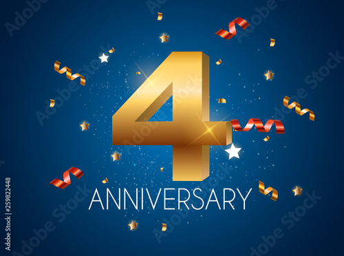 Template Logo 4 Years Anniversary Vector Illustration