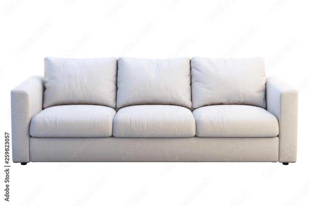 Modern beige fabric sofa with colored pillows. 3d render Modern beige fabric sofa with colored pillows. 3d render