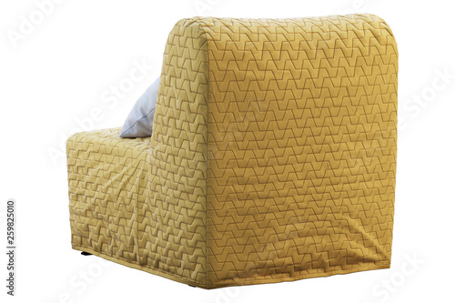 Scandinavian folding chair bed with colored pillows. 3d render