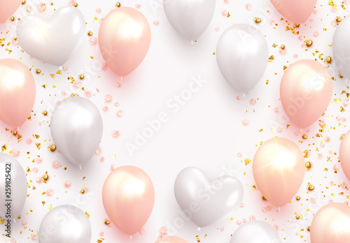 Balloons Background white and pink color.