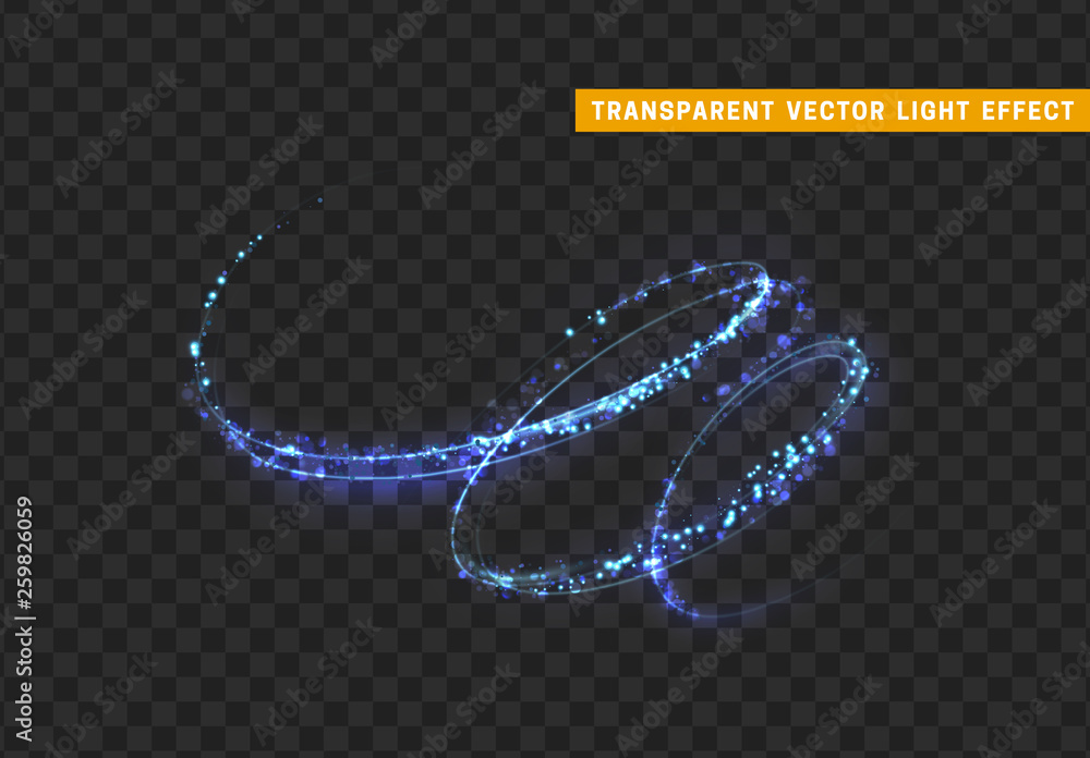 Magic light effect. Stardust blue glitter. Sparkle star dust vector illustration