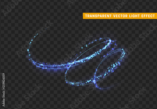 Magic light effect. Stardust blue glitter. Sparkle star dust vector illustration
