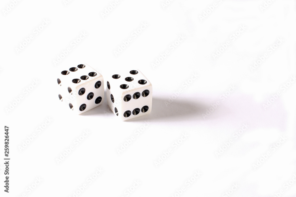 Seven and Eleven displayed on set of white dice against white BG Seven and Eleven displayed on set of white dice against white BG
