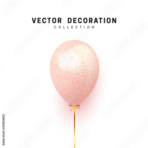 Pink Balloon isolated on white background.