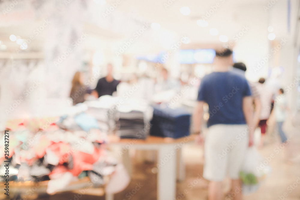 Blurred background, Blur clothing shop, store, with people and bokeh light, fashion business background