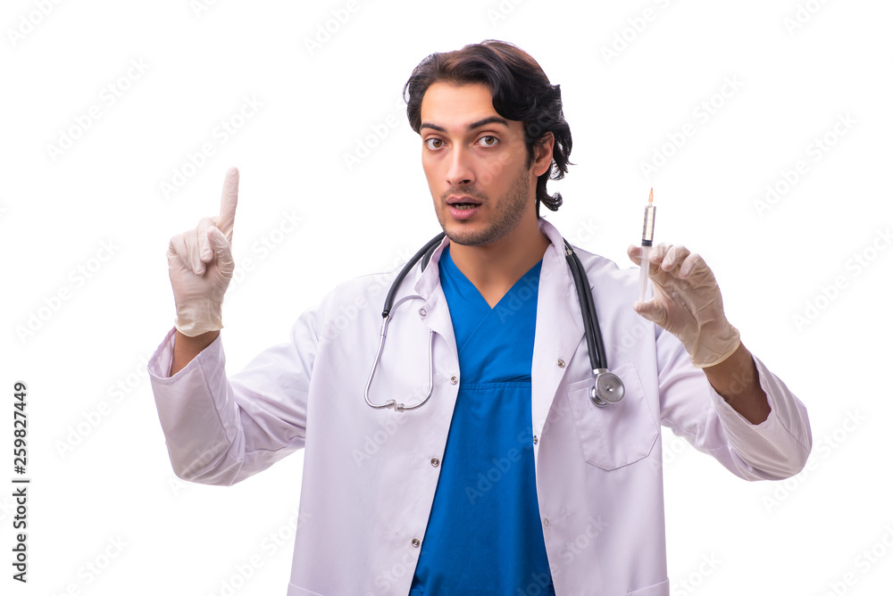 Young handsome doctor isolated on white Young handsome doctor isolated on white