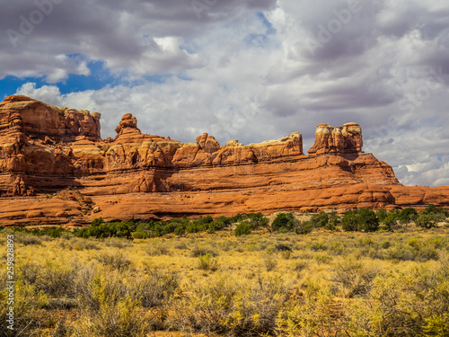 Red buttes and rock formations in South Canyonlands, Utah