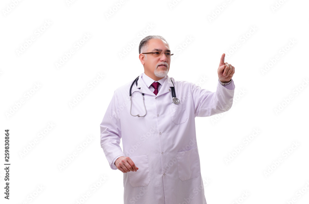 Old male doctor isolated on white Old male doctor isolated on white