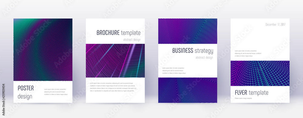 Minimalistic brochure design template set. Neon ab
