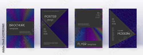 Black brochure design template set. Rainbow abstra